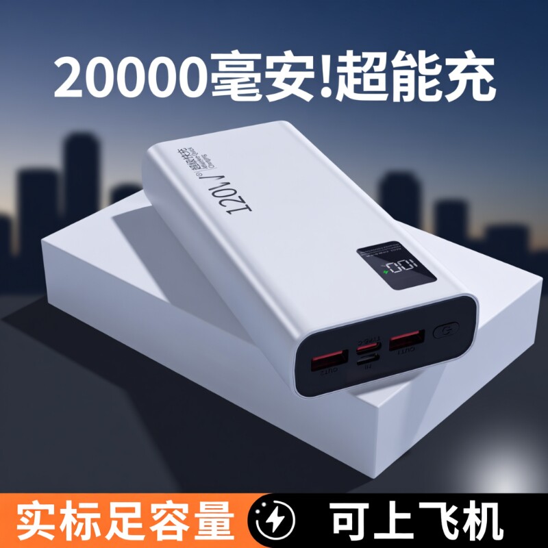 新国标3C认证充电宝20000毫安正品严选超级快充超薄闪充大容量移动电源小巧便携适用于华为苹果可上飞机协议