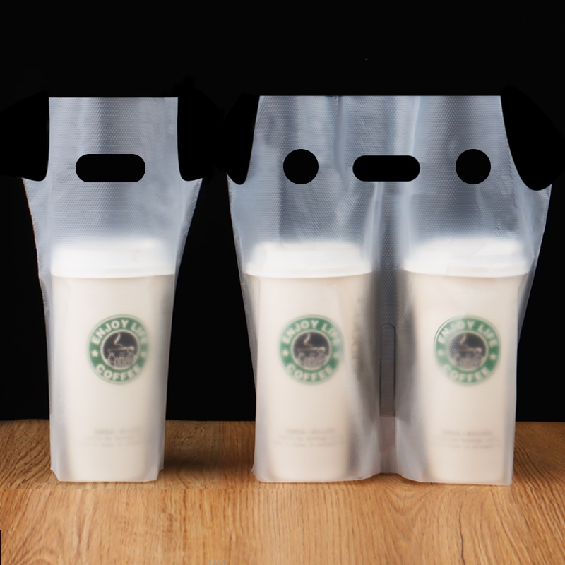 奶茶打包袋手提塑料袋一次性豆浆咖啡外卖单杯开学方便耐用背心式