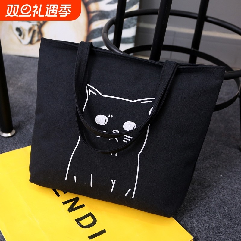 女文艺手提包学生书包小清新款帆布包韩版单肩包休闲大容量购物袋