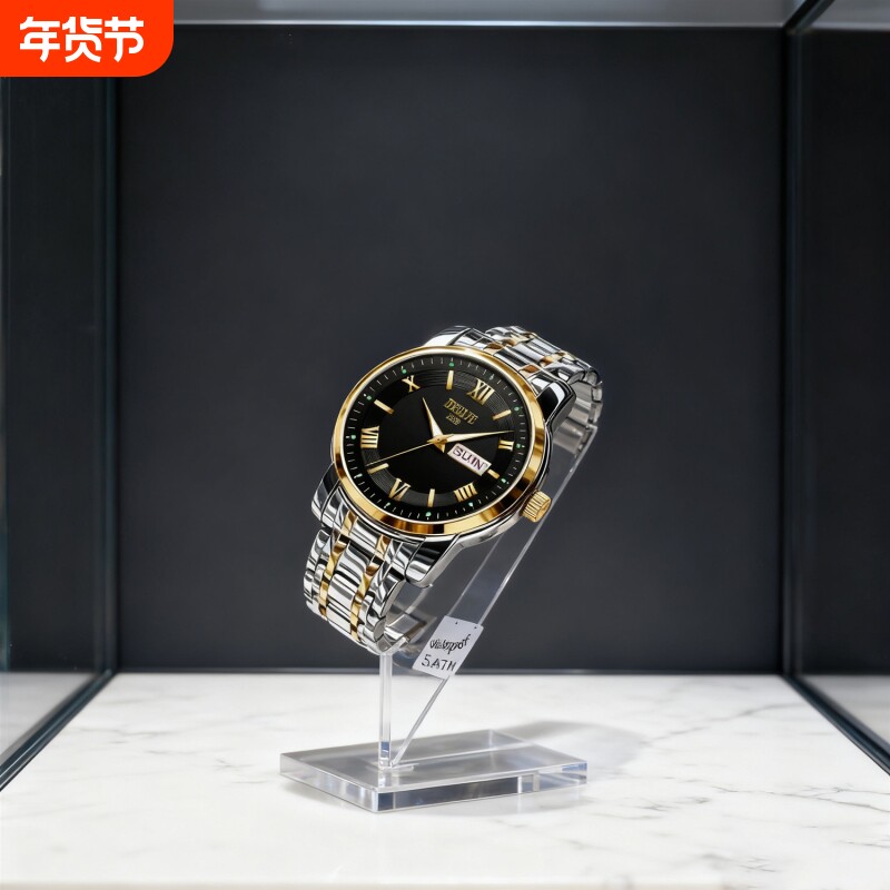 手表男款机械风全自动防水高级感全自动男表数字双日历防水腕表男