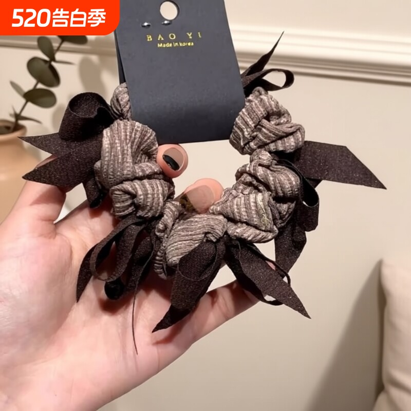 大肠发圈头绳东大门小众编织蝴蝶结显发量丸子头发绳高级感马尾