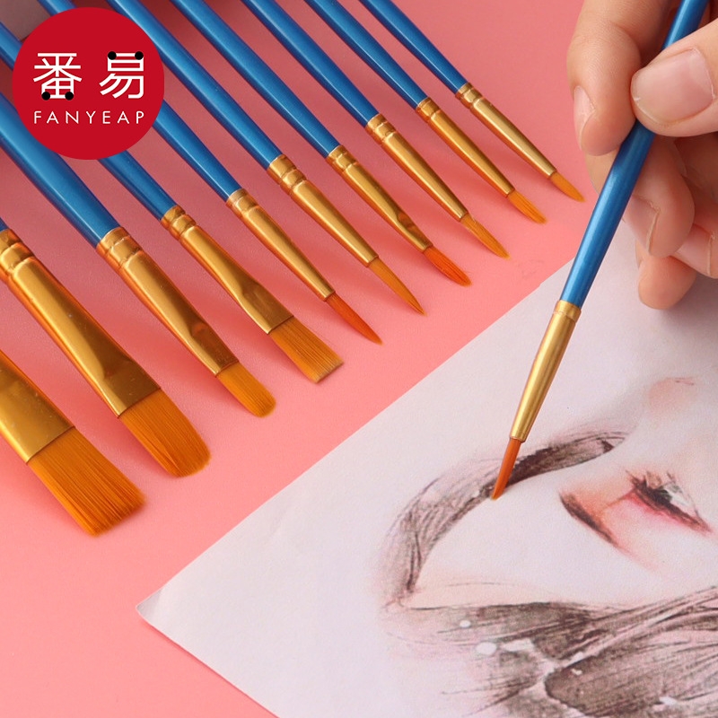 水粉笔CC1sn0-画笔丙烯初学绘画毛笔水彩排笔美术学生用品画笔