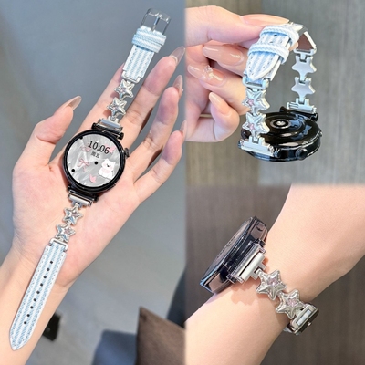 镶钻星星适用华为手表GT6/GT6pro高级拼牛仔布gt5/4时尚3高颜值watch5轻奢耐脏小米watch硅胶表带蓝色白色