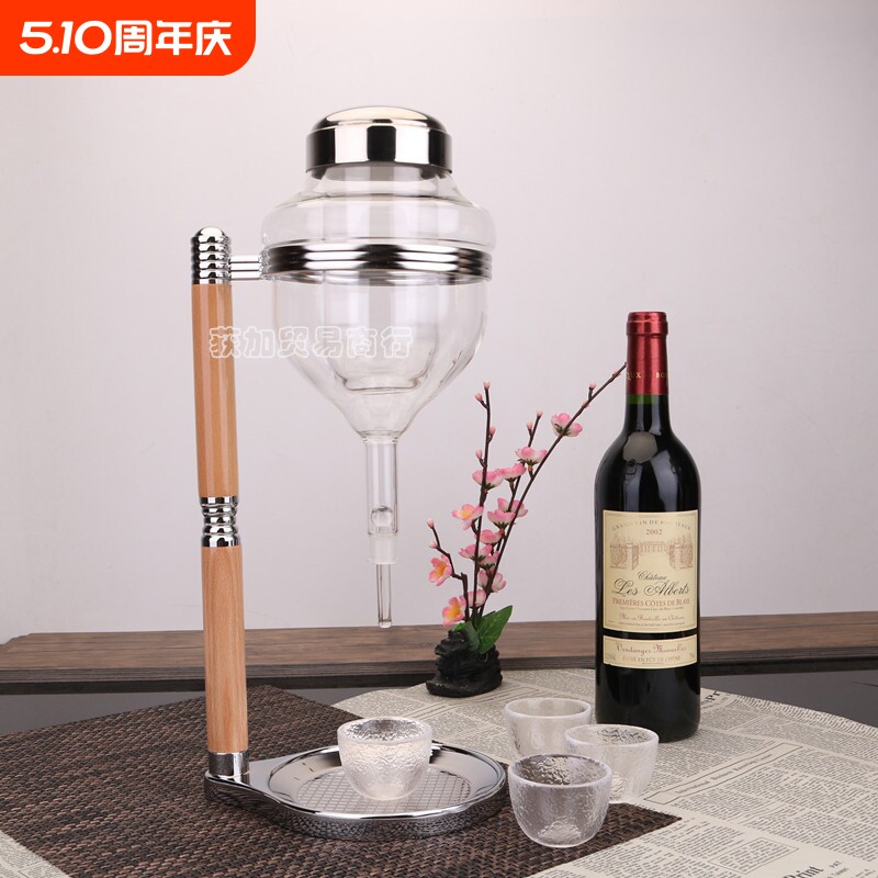 日式高端不锈钢架子清酒壶玻璃冰酒器快速醒酒分酒滴漏栓温酒器具