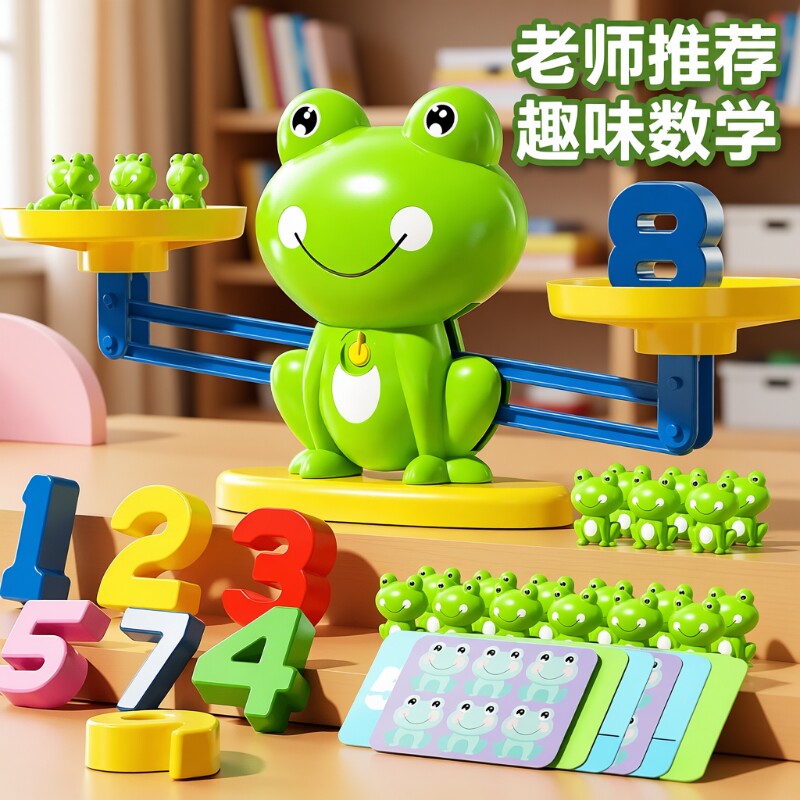 儿童青蛙玩具数字天平秤数学逻辑思维训练亲子游戏教具益智三岁