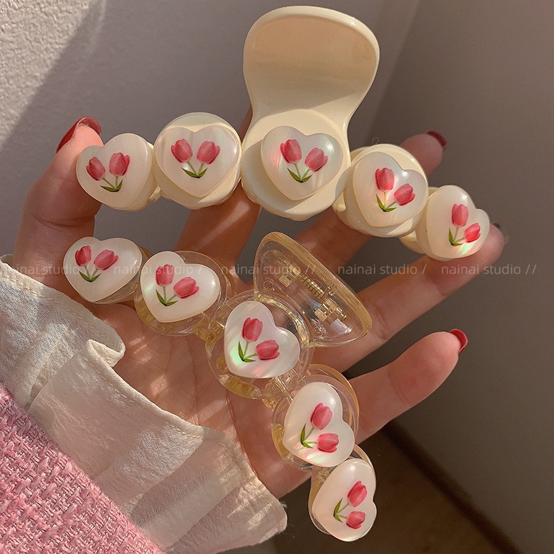 郁金香爱心猫眼抓夹原创