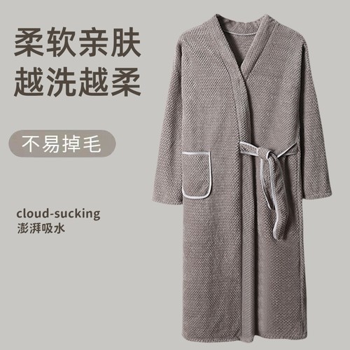 新款秋冬浴袍浴裙可穿浴巾长款居家男女情侣柔软速干全身洗澡浴衣