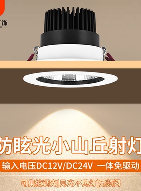 12V24V可调COB射灯嵌入式led山丘洗墙灯聚光灯开孔深杯角度智能