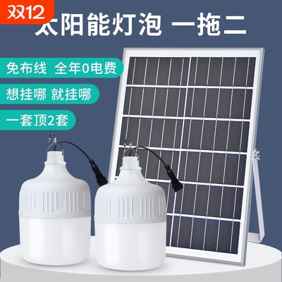 2025新款太阳能灯泡家用室内专用照明灯充电灯笼庭院子吊灯一拖二