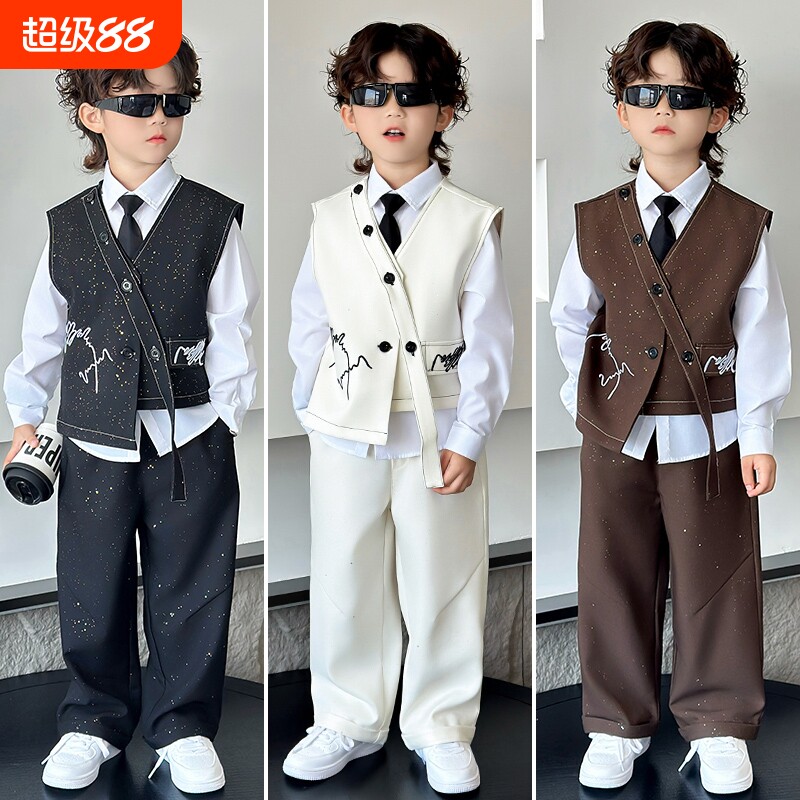 男童西装套装轻奢小众高端主持人儿童礼服夏季新款男孩钢琴演出服图片