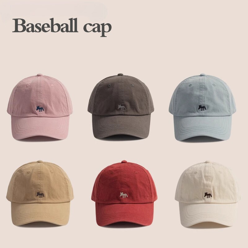 可爱小狐狸刺绣棒球帽女款2026新款高级感大头围显脸小百搭鸭舌帽