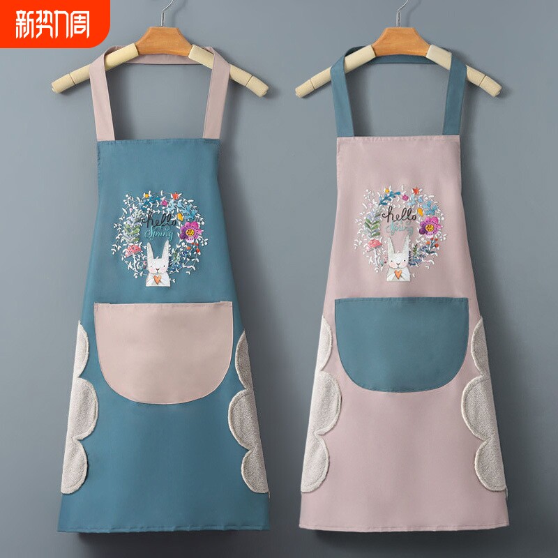 一件起批pvc围裙厨房家用高颜值女防水防油半身围腰做饭袖套