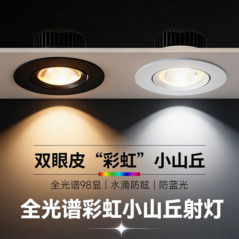 2026彩虹双眼皮小山丘射灯背景墙led嵌入式客厅cob无主全光