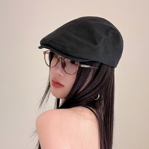 新款画家复古鸭舌前进帽文艺百搭贝雷帽帽子女脸小春夏黑色显脸小