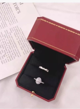 微镶椭圆鸽子蛋仿真结婚戒