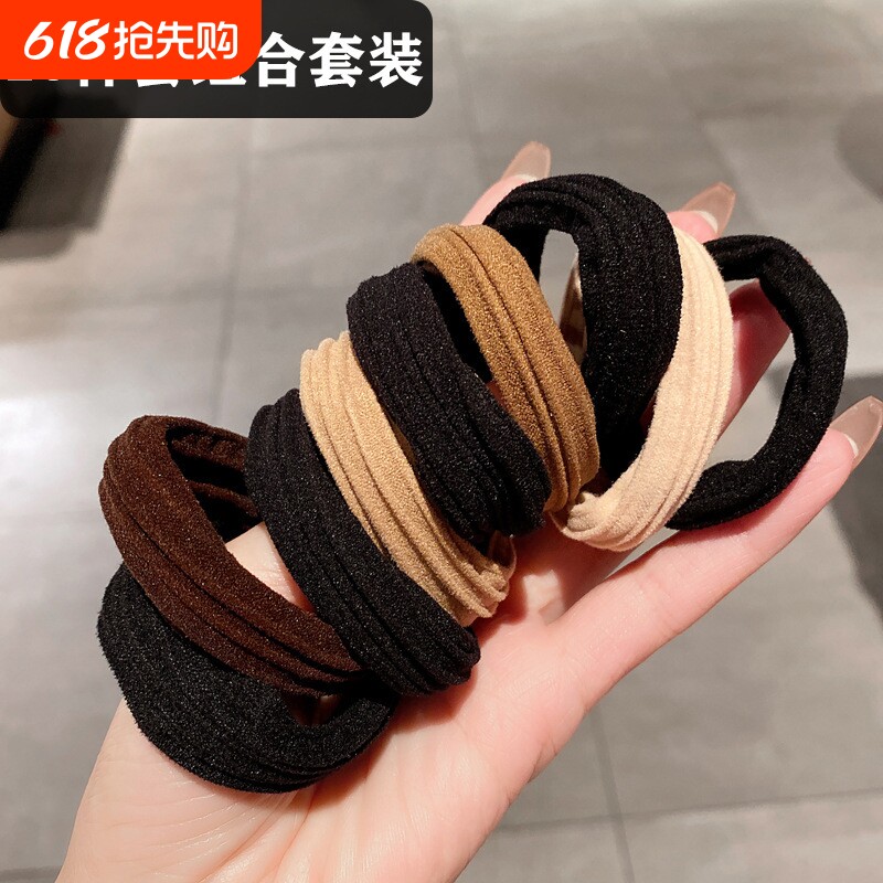 扎头发发饰发绳发圈头绳马尾高弹力橡皮圈夏季加宽无接缝头饰黑色