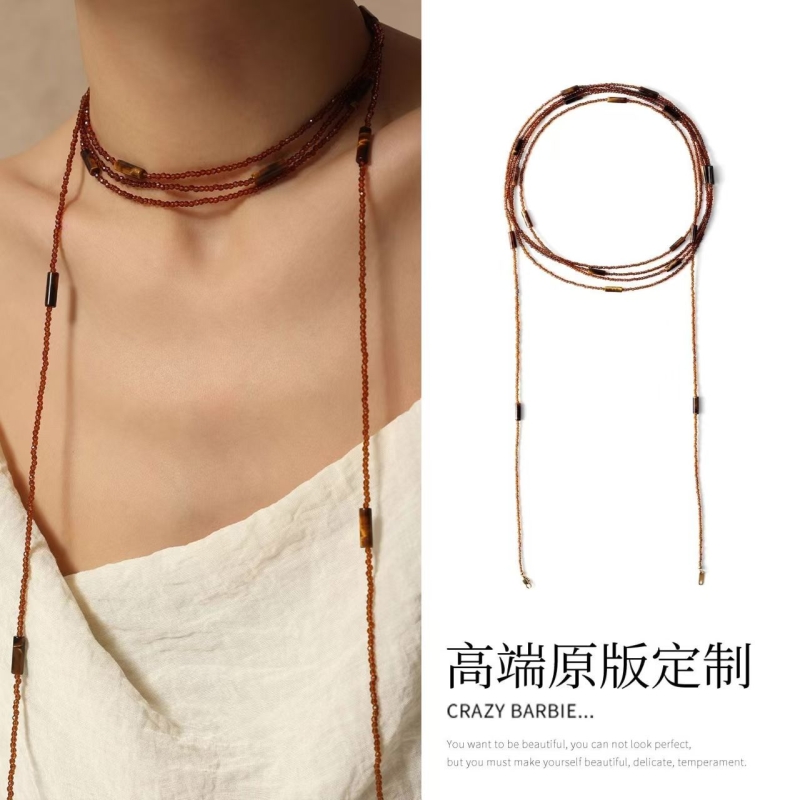 复古串珠多层项链女小众设计感锁骨链颈链配饰设计感夏季新款时尚