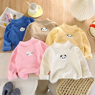 M258粒绒 洋气上衣男女童加绒加厚卫衣长袖 儿童保暖打底衫 秋冬新款