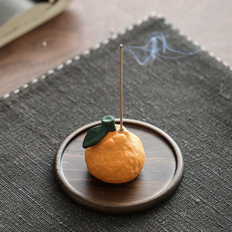 创意丑橘线香炉家用室内香插禅意茶室香托香插底座茶桌摆件香薰炉