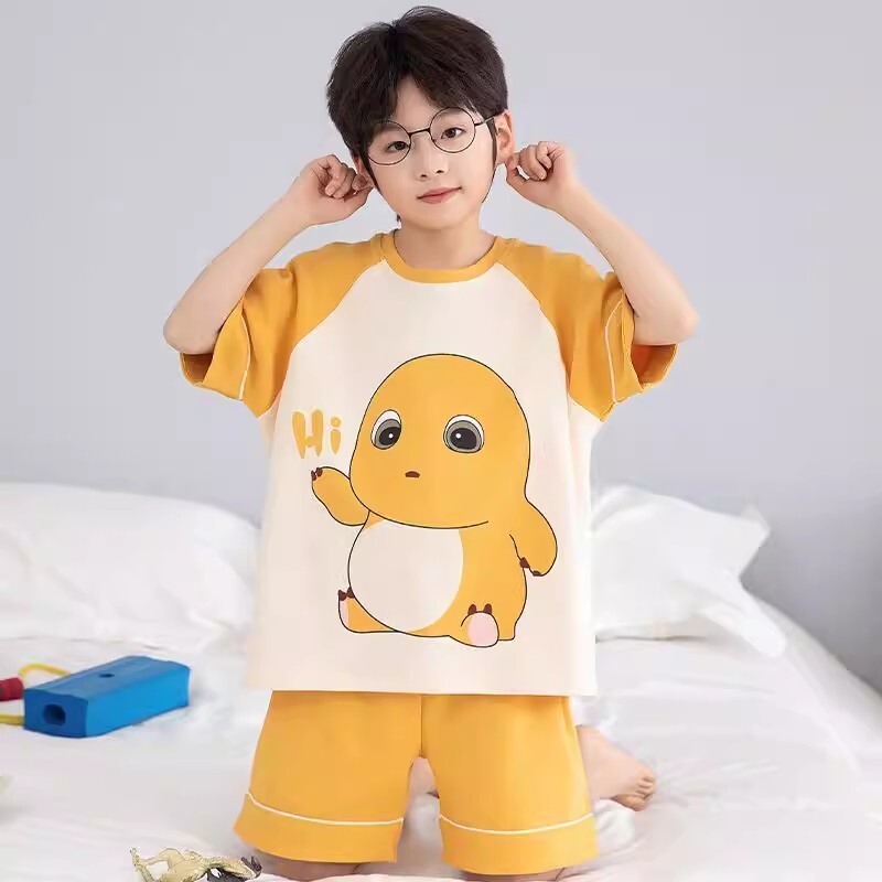男童睡衣儿童2026新款夏季薄款短袖套装小男孩夏天大童家居服短裤图片