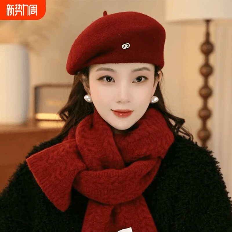 法式复古羊毛贝雷帽女爆款秋冬轻奢气质名媛百搭定型显脸小画家帽