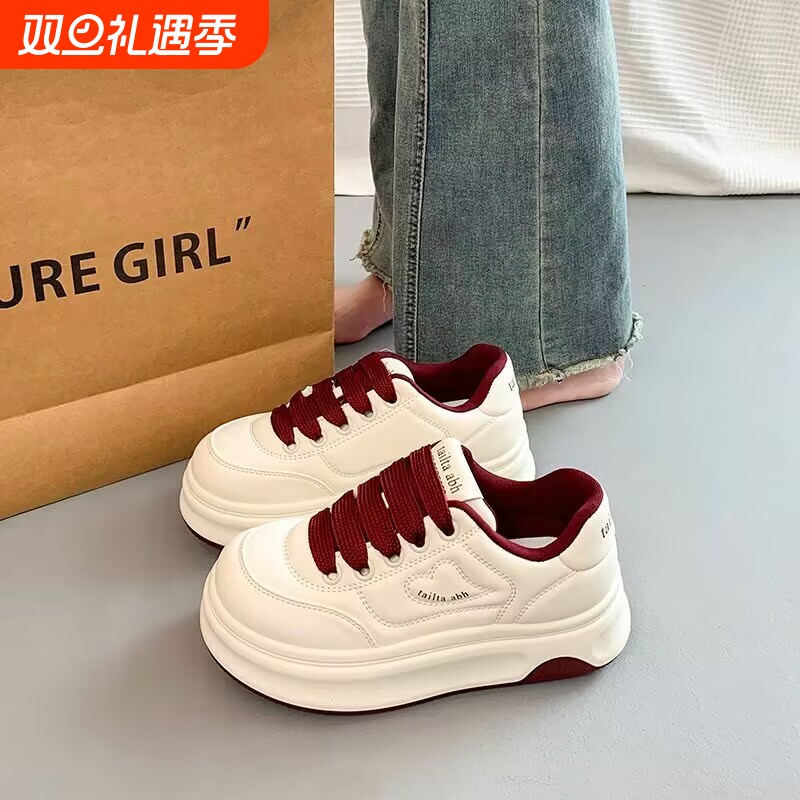 品牌断码爆款百搭厚底小白鞋女春季小众超火板鞋2025年新款休闲运