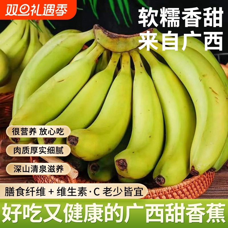 广西甜蕉绿皮香蕉产地现摘直发新鲜香蕉青蕉发货变软即可食用