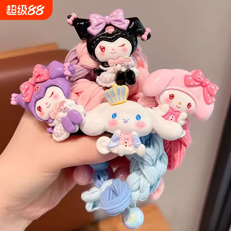 儿童加粗库洛米马尾发圈不伤发高弹力盘发皮筋头绳小女孩彩色发饰
