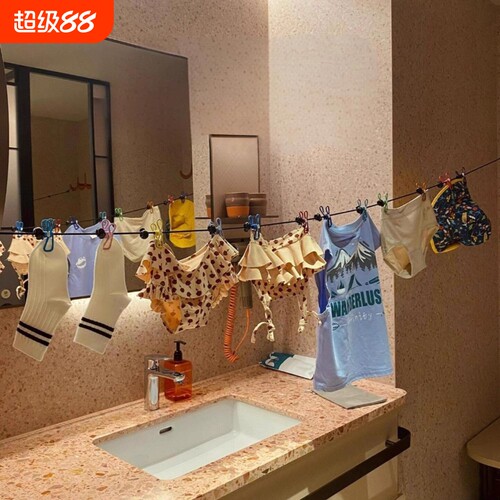 旅行便携晾衣绳酒店晾衣服神器旅游出差挂衣绳弹力带夹子衣架出游