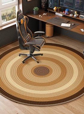 电竞房书房转椅圆形防滑垫子TPR比利时绒地毯电脑椅子地板保护垫