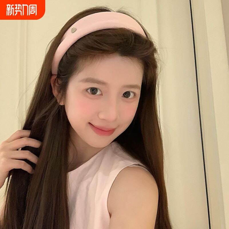 复古甜心!纯色棉质爱心加宽发箍高颅顶头箍压发发卡洋气外戴发饰