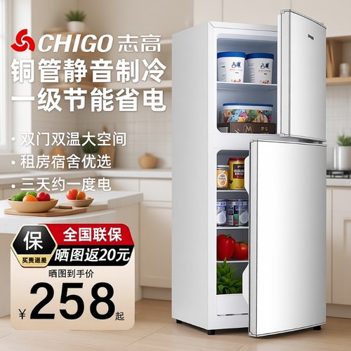 志高一级能效迷你双门小冰箱
