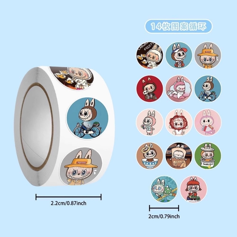卡通爆款拉布bu经典动画贴周边装饰diy手账文具贴画bubu卷卷贴纸可爱装饰文具贴画不干胶封口贴周边高颜值
