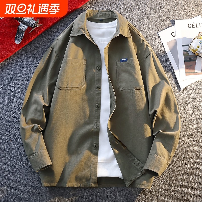 2025秋季新款纯棉衬衫男士长袖休闲外套日系工装春秋潮流痞帅男装