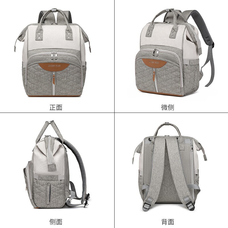 妈咪包轻便简约宝妈外出双肩背包可挂童车大容量牛津布收纳母婴包