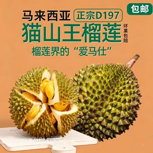 当季马来西亚进口猫山王D197新鲜榴莲顺丰包邮液氮锁鲜新鲜直达