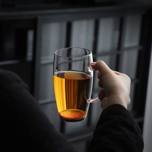 玻璃杯绿茶杯专用茶杯耐高温家用透明早餐牛奶杯男女喝水杯饮料杯