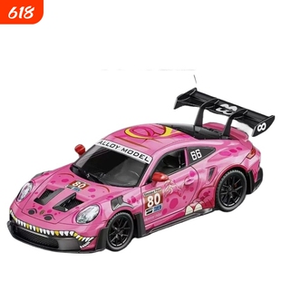 新1:24合金GT3RS粉色赛车模型涂装恐龙儿童男收藏摆件玩具跑车