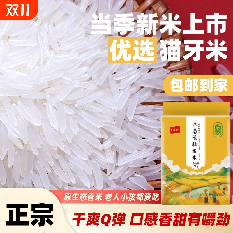 猫牙米长粒香米官方旗舰店大米2025年新米泰国香米丝苗米油粘10斤