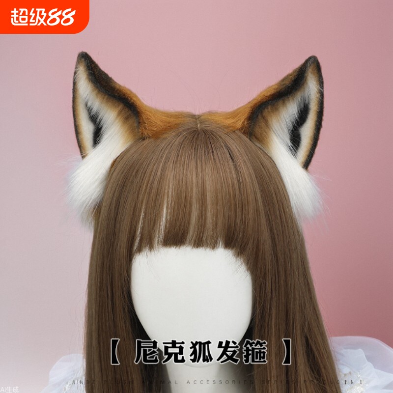 仿真兽耳发饰cosplay漫展道具饰品头饰可爱毛绒头箍狐尼克发箍