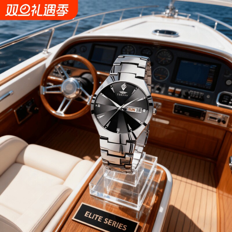 手表男款机械风全自动防水高级感全自动男表数字双日历防水腕表男