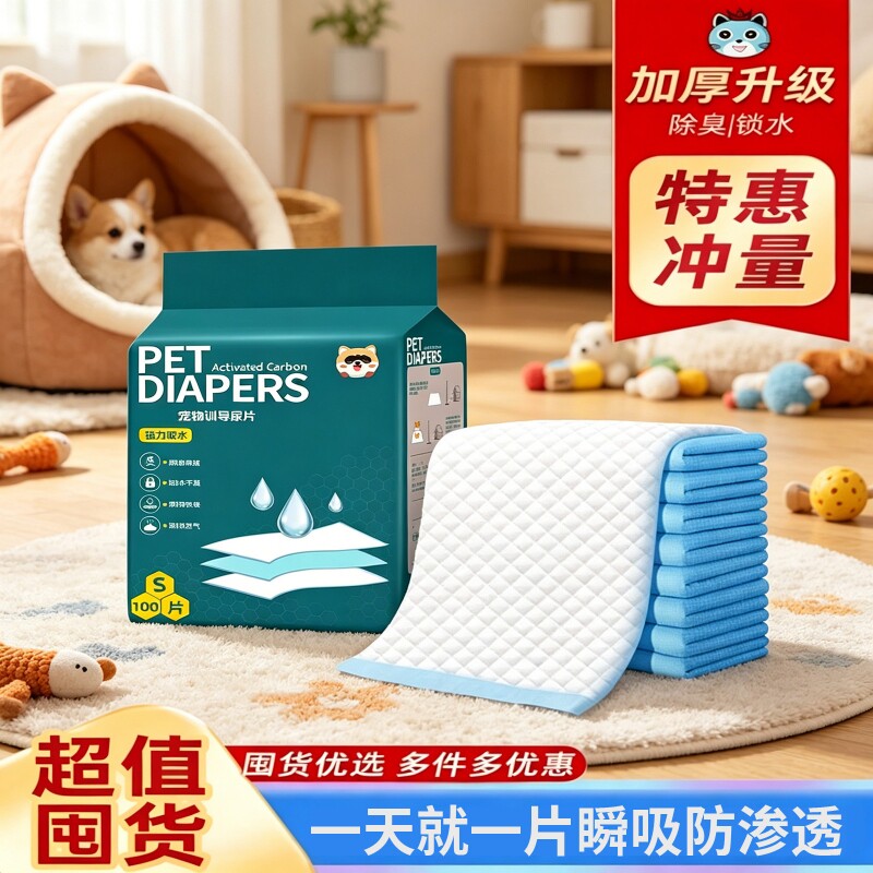 狗狗尿垫尿片宠物用品厕所除臭吸水垫尿不湿加厚100片一次性尿布