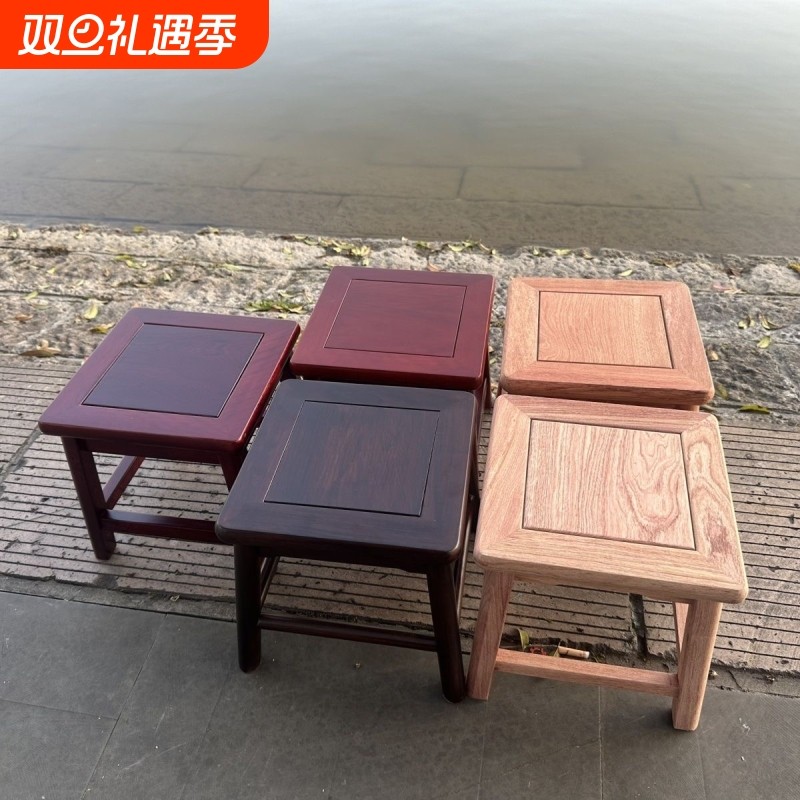 实木方凳大料小方凳赞比亚四方椅子红木矮凳家用客厅花梨木换鞋凳