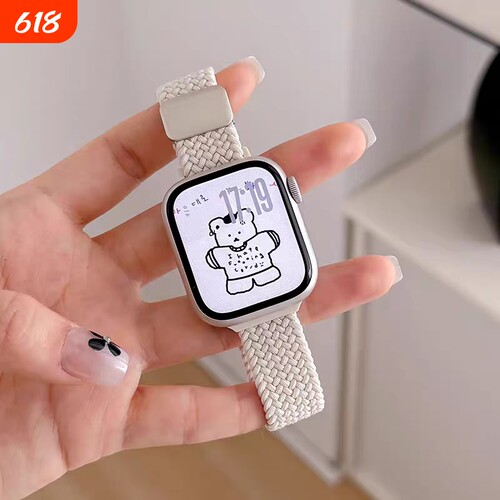 小蛮腰适用iwatch表带编织苹果手表s10磁吸applewatch9se尼龙运动9代8/7/6透气s8夏天红色黑色紫色硅胶薄荷绿
