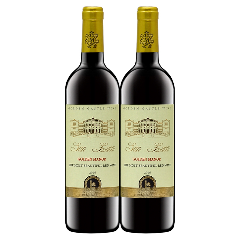 进口红酒14度金色庄园干红葡萄酒750ml*2瓶
