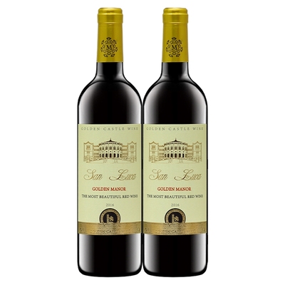 进口红酒14度金色庄园干红葡萄酒750ml*2瓶
