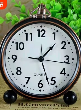 美式小台钟闹钟表复古床头闹铃老式宿舍桌面摆件时钟摆放客厅数字