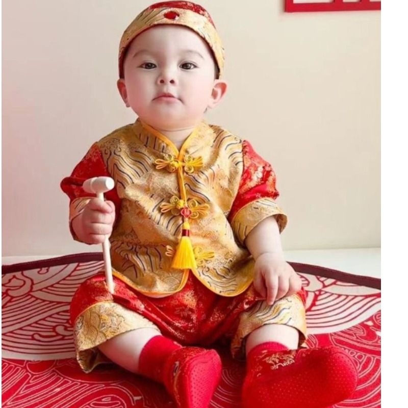 抓周服周岁礼服男宝宝中国风婴儿一岁抓周生日宴会服套装冬季新年