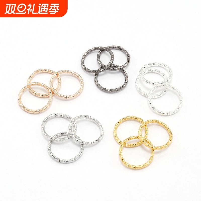 diy饰品配件金属花纹镂空圆环圈压花开口圈连接圈环跳环扣圈
