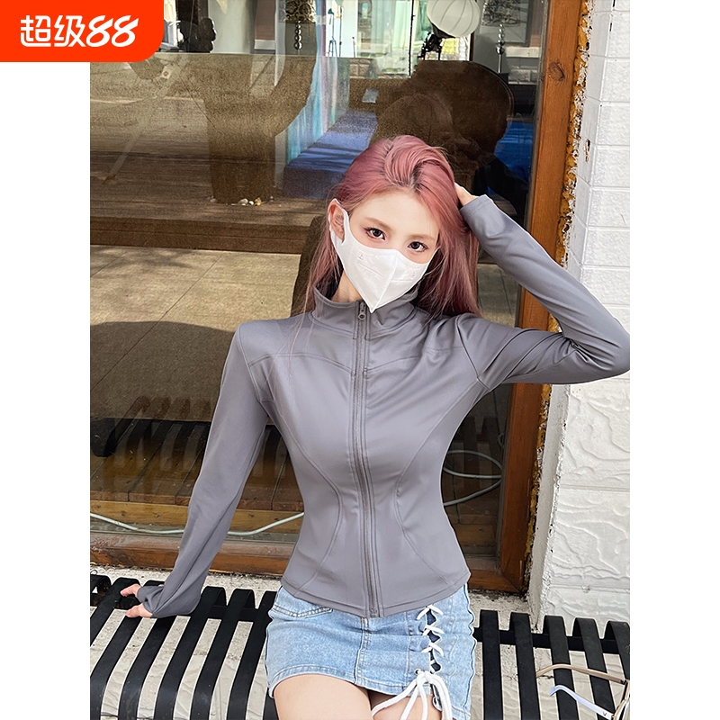 瑜伽服外套女秋冬款2025新款高级感运动健身服长袖上衣速干白色